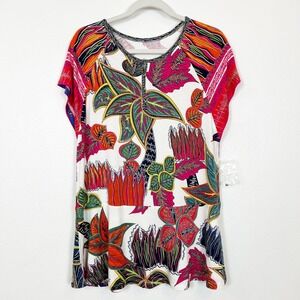 Soft Surroundings Tigerwood Placed Print Tunic Top Women's Small NWOT